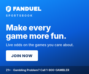 Advertisement: FanDuel Sportsbook. 21+. Gambling Problem? Call 1-800-GAMBLER.